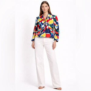 Lauren Ralph Lauren Abstract Pop Art Cropped Jacket – Statement Blazer